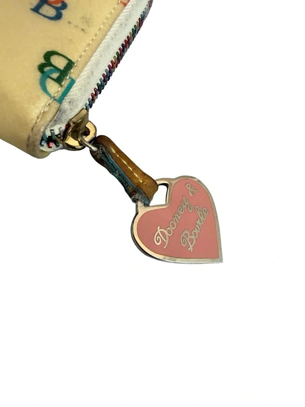 Dooney & Bourke Cream Multicolor Signature Print Zip Around Wallet Women's